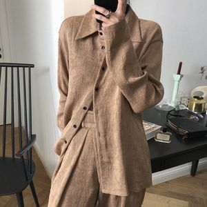 Vgh Vintage Shirt Voor Vrouwen Revers Kraag Lange Mouwen Casual Oversized Minimalisme Blouse Vrouwelijke Herfst Mode Kleding