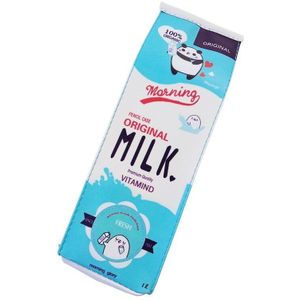 10 Stks/partij Kawaii Pu Etui Melk Potlood Tas Voor Kids Novelty Cartoon Melk Briefpapier Opbergtas School Kantoor