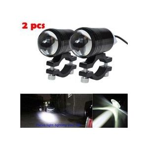 2 Stuks Universele U1 Fisheye Lens Led Motorfiets Licht Koplamp Rijden Fog Spot Werk Night Lamp + Schakelaar Controle