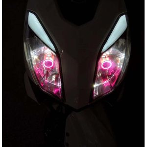1Pc H4 Led Motorfiets Koplamp Scooter Lamp H6 Ba20d 6000K Licht Moto Atv Motorbike Accessoires Mistlamp Met angel Eyes Blauw