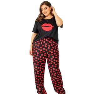 HC275 Grote Maat Vrouwen Zomer Thuis Losse Comfortabele Xl 2XL 3XL 4XL Vrouwelijke Pyjama Nachtkleding Nachtkleding Een Set Nachthemd