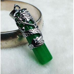 Mooie Natuurlijke Jade Gesneden Ingelegde Dragon Hanger