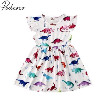 Baby Zomer Kleding Peuter Kids Baby Meisjes Jurken Kleurrijke Dinosaurus Dress Party Prinses Bloemen Kleding