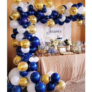 104 Stuks Baby Shower Viering Bruiloft Verjaardagsfeestje Decoratie Marine Blauw Wit Goud Latex Ballonnen Boog Guirlande Pak Levert