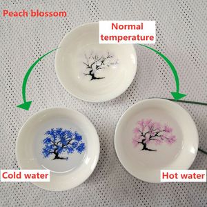 Japanse Koud Gevoelige Color Change Magic Thee Cup Cherry Plum Perzik Blossomflower Display Sake Cup Porselein