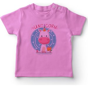Angemiel Babysitting Eenhoorn Meisje Baby T-shirt Roze