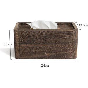 Eenvoudige massief houten tissue doos papierrol lade Thuis hotel servet lade Retro verbrand hout papier doos