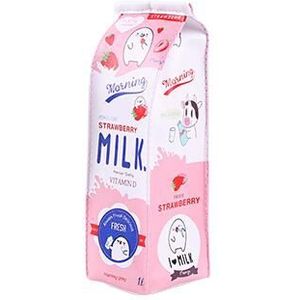 Kawaii Leuke Fruit Melk Kartonnen Potlood Tas Houder Grote Opslag Student Briefpapier Kids