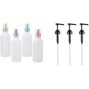 3Pcs Olie Cap Pomp Top Dispenser Nozzle & 4 Pack 15 Oz Plastic Squeeze Kruiderij Fles, plastic Squirt Flessen Met Deksels
