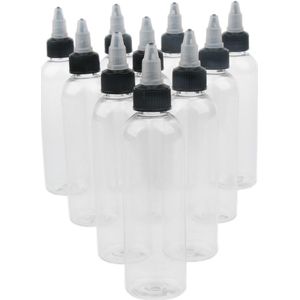 10 Pcs Lege Plastic Flessen Met Twist Top Cap Voor Oplosmiddelen Oliën Verf Inkt Vloeibare Gule 120Ml Clear Fles tatoeëren Accessoires