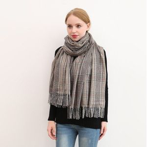 Tartan plaid imitatie kasjmier sjaals met kwastje vrouwen winter dikke halswarmer geborsteld wollen deken sjaal wraps