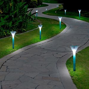Uonlytech 2Pcs Outdoor Solar Power Gazon Lamp Outdoor Garden Spot Lamp Pin Licht Bloem Vorm (Blauw)