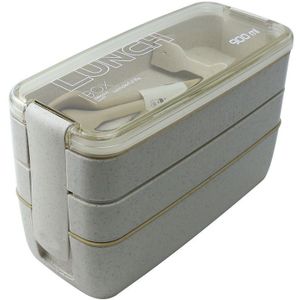 900ml 3 Lagen Bento Box Milieuvriendelijke Lunchbox Voedsel Container Tarwe Stro Materiaal Microwavable Servies Lunchbox