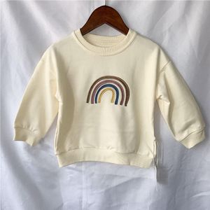 Herfst Baby Meisjes Borduren Rainbow Sweatshirts Lange Mouw Tops Kids Peuter Jongens Sweatshirt Regenboog T-shirt Kleding