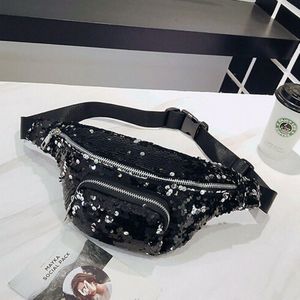 Casual Womens Omkeerbare Mermaid Pailletten Glitter Taille Bum Bag Fanny Pack Pouch Satchel Reistas Zwart Groen Paars