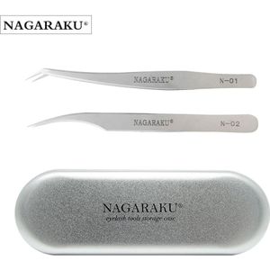 Nagaraku Opslag Roestvrij Stalen Container N-01 N-02 Pincet Makeup Tools Box Case Container Voor Pincet 3Pcs In Alle