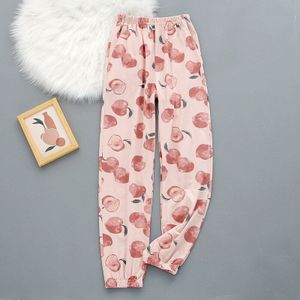 Vrouwen Casual Vruchten Gedrukt Slaap Bodems Femme Comfortabele Zachte Losse Katoenen Broek Dames Verse Stijl Elasticiteit Taille Homewear