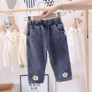 Baby Meisjes Zoete Bloem Jeans Herfst Kinderen Denim Broek Meisjes Mode Broek Kinderen