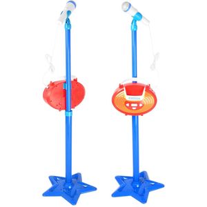 Itechor Draagbare Kids Karaoke Machine Speelgoed Verstelbare Star Base Stand Microfoon Muziek Play Karaoke Spelers Speelgoed-Blauw