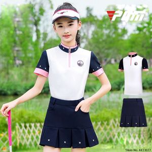 Tiener Meisjes Golf Ademend Rokken Set Korte Mouwen sneldrogende Ster Rok Meisjes Tennis Badminton Golf Wear D0785