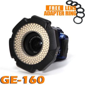 Selens LED video Ring Licht 160 Chips Dimbare LED voor DSLR DV Camcorder Video 5600 k Bron Gratis Lens Adapter ring Ringvormige Lamp