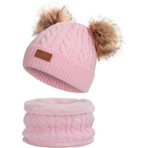 Mode Peuter Kinderen Gebreide Muts Sjaal Winter Warm Beanie Cap met Circle Loop Sjaal Set Voor 1- 8 jaar oud Delicate