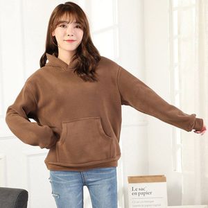 Ranberone Hoodies Vrouwen Katoen En Fluwelen Dikke Trui Solid Loose Lange Mouwen Trui Sportkleding Koreaanse Stijl Fitness Tops