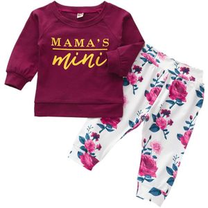 Focusnorm 0-24M Baby Baby Meisje Kleding Sets Brief Bloemen Lange Mouw Trui Tops + Ruches Broek 2 stuks