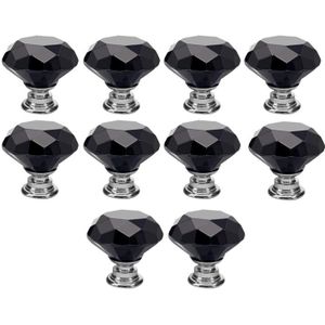 Black 10 Stuks 30Mm Crystal Glass Kast Knoppen Diamant Vorm Lade Keukenkasten Dresser Kast Kledingkast Pulls Handl