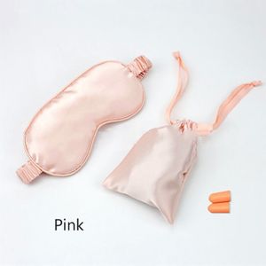 Kunstmatige Zijde Slaap Slaapmasker Geïmiteerd Zijde Oogmasker Oordopje Voor Goede Slaap Ademend Met Opbergtas