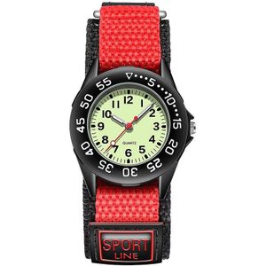 Roterende Bezel 31Mm Lichtgevende Wijzerplaat Nylon Velco Bandjes Quartz Voor Kids