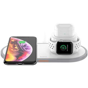 Hoco 3 In 1 Snelle Draadloze Oplader 5W 7.5W 10W Voor Iphone Samsung Headset Horloge Qi Lader desktop Dock Draadloze Opladen Pad