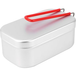 1Pc Aluminium Lunchbox Met Rode Vouwen Handvat Draagbare Bento Box Mini Voedsel Container Voor School Office Camping