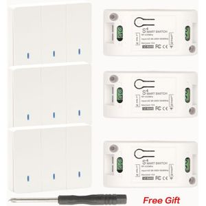 433Mhz Ac 90 ~ 250V 10A 1ch Ontvanger Universele Draadloze Rf Push Switch Wandpaneel Afstandsbediening Voor smart Home Verlichting Lamp