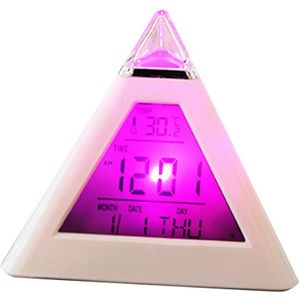 Creatieve Mode Piramide Digitale Klok Temperatuur Klok 7 Kleuren Led Change Backlight Led Wekker Tijd Datum Display