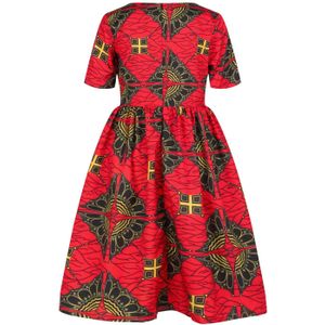 2020NEW Zomer Afrikaanse Dashiki Bazin Maxi Jurk Voor Kid Meisje Bloemen Vestidos Kanga Bloem Print Korte Mouw Ronde Hals Kleding