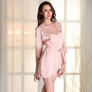 Hoogwaardige Vrouwen Zijde Satijn Bruid Bruidsmeisje Robe Lace Trim Badjas Korte Kimono Night Robe Unieke Homewear