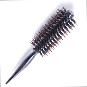 Draagbare Haar Borstel Kam Ronde Anti-statische Krullend Borstel Natuurlijke Haren Houten Handvat Hair Styling Kam Lady Hairdress