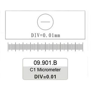 0.01 Mm Microscoop Glas Heerser Kalibratie Heerser Meten Heerser Micro Heerser Div = 0.01 Mm Microscoop Meting