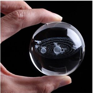 6 Cm Gegraveerd Zonnestelsel Crystal Ball 3D Miniatuur Planeten Model Bol Glas Globe Ornament Home Decor Voor Astrophile