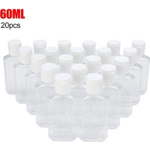 20Pcs Draagbare Reizen Fles 60Ml Plastic Clear Lege Hervulbare Flessen Voor Reizen Sub Fles Shampoo Cosmetische Lotion Container