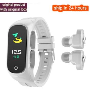 N8 Smart Armband Tws Draadloze Oortelefoon Bluetooth Call Hartslag Bloeddrukmeter Sport Smart Wristbracelet Android Ios
