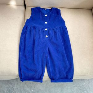 1004C 2022 Lente Cordoroy Mode Jumpsuit Voor Meisjes En Jongens Kids Mouwloze Overalls Kinderen Broek