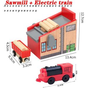 Houten Scène Accessoires Lumber Yard Slot Railway Compatibel Rail Auto Platform Hout Track Brio Trein Speelgoed Voor Kinderen