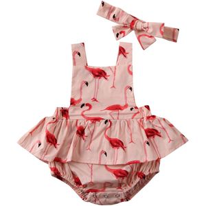0-24M Pasgeboren Baby Meisje Jongens Bdysuits Kleding Ruche Animal Print Jumpsuits Hoofdband 2 Stuks Katoenen Outfit
