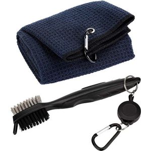Golf Club Brush Handdoek Cleaner Kit 2 Zijdig Golf Putter Wedge Bal Groef Schoonmaken Tool Met Karabijnhaak Accessoires