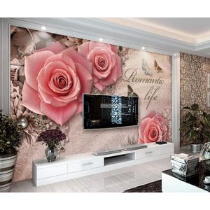 Beibehang Behang mural retro driedimensionale rose bloem TV achtergrond muurschildering 3d behang papel de parede wall paper