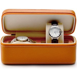 2 Grids Rits Pu Lederen Horloge Display Box Case Met Kussen, luxe Sieraden Collection Opslag Duurzaam 20X9X7.5 Cm