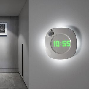 Zwaartekracht Inductie Digitale Wandklok Helderheid Muur Opknoping Klok Pir Motion Sensor Usb Oplaadbare Led Lamp Horloge Home Decor