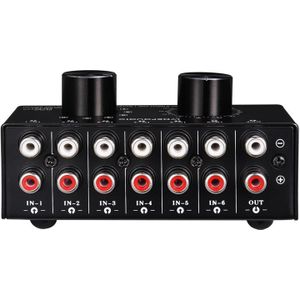 6 Ingang 1 Uitgang Switcher Audio Bron Selectie Switcher Rca Audio-ingang Signaal Keuzeschakelaar Met Volumeregeling En Manu